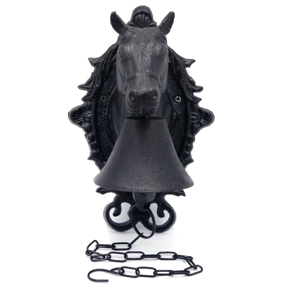 Horse Head Wall Hanging Mount Heavy Cast Solid Iron Handcrafted Antique Doorbell