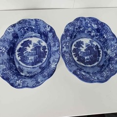 2 Vintage Vine circa 1812 Blue Bowls