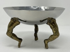 Michael Arams Three Footed Leg Bowl Stainless Steel Bronze Legs
