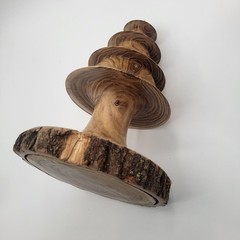 Handmade Wood Christmas Tree Medium Brown Turned Log Slice Base Tabletop Decor