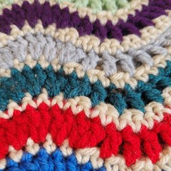 Crochet Afghan Blanket Multicolored Ripple 45×45″ Handmade See Description!