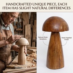 Solid Teak Wood Decor, Handmade Wooden Sculpture Rustic Boho Tabletop Accent,