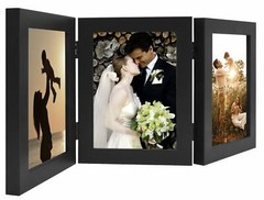2 Pack 5×7 Trifold Hinged Picture Frame Photo Collage 3 Openings Triple, Black