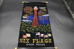 six flag over texas scroll tapestry 21 in x 10 1/2 in