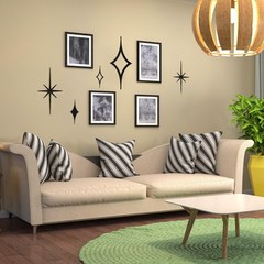 5 Pieces Mid Century Wall Decor Black Metal Vintage Starburst Retro Decor Mcm…