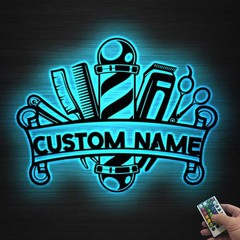 Personalized Barber Shop LED Sign, Custom Name Hair Salon Decor