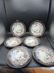 Dragonware Japanese Moriage Tableware 6 Piece Set Porcelain Art Plates 7 1/2″