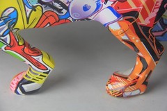 Large Vibrant Multicolor Graffiti Resin Cheetah Figurine Statue