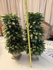 ❗️💢 2 —21’ Artificial Boxwood Topiary Trees Pair in Planters, Classic Decor