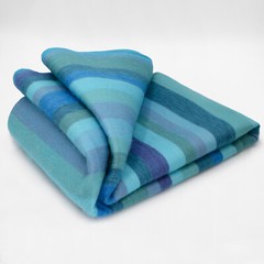 SOFT&WARM STRIPED ALPACA WOOL BLANKET 96″ x 68″ STRIPED TURQUOISE OCEAN HUES