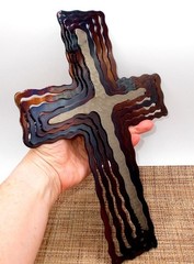Jeweled Steel Spiral CROSS 2006 Laser Cut Hanging Wall Art David Broussard 12″