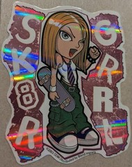 2003 Y2K ODM ZUM Brand Imports Prism Holo Girl Power Vending Sticker, SK8R GRRL