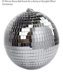 8″ Silver Mirror Hanging Disco Ball Great for a Party or DJ Light Effect