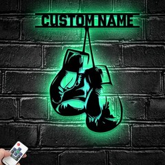 Personalized Boxing Gloves Metal Sign with LED, Custom King Boxer Name Decor