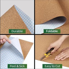 Self Adhesive Cork Roll with Backing Thick 0.06 17.3in X 3.9ft Natural Cork