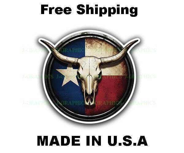 Texas Vinyl Decal Sticker TX Western Rodeo Rural Cowboy Ranch Longhorn Bull L