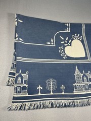 VTG Cottagecore Tapestry Throw Blanket Victorian Houses Hearts 90’s 62″x46″