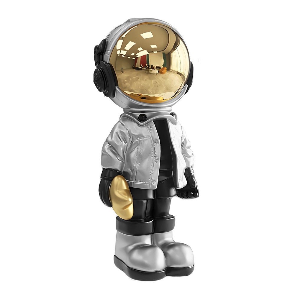 Small Astronaut Statues Mini Spaceman Sculpture Polyresin Arts Gifts Silver F…
