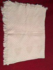 Vintage Cotton Fringed Heart Pattern White Vintage Sofa Throw Blanket