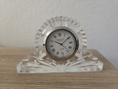 Waterford Crystal Clear Crystal Desk Clock Quartz Analog Roman Numerals