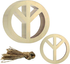 30PCS Wood Peace Sign Unfinished Wood Pease Sign Cutouts Wooden Peace Sign Hangi