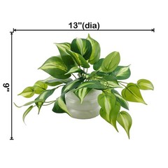 Mainstays Artificial Pothos in White Bubble Ceramic Vase 9-Inch Tabletop Decor