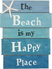 The Beach Is My Happy Place Wooden Sign Coastal Nautical Wall Decor Beach House