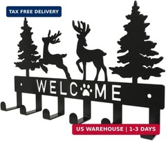 Key Holder for Wall, Black Metal Deer Tree Style Decoration Key Hook Wall Mount
