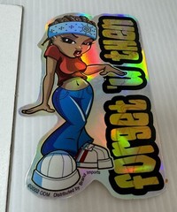 Vintage Ghetto Girl Sticker 2002 Pizza Vending Machine ODM Brand Imports
