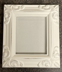White Scroll Photo Frame Minimalist Bohemian Coastal Whimsicore 2.5 x 2″