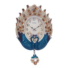 Peacock Wall Clock Large Watch Living Room Peacock Clock Decor Battery Powered