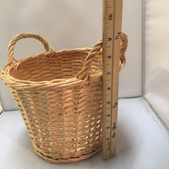 Woven Wicker Storage Basket Home Decor Round Dual Handles Cottagecore Waste Bin