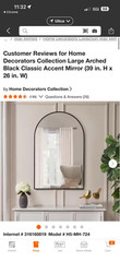 Home Decorators Collection 39.4×25.6in Arched Black Metal Wall Accent Mirror