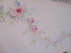 Shabby Chic Style Hand Painted Large Wood Panel Hanger with Porcelain Knobs
