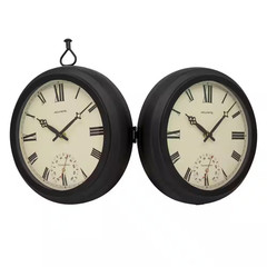 9-In. Indoor/Outdoor Double-Sided Hanging Clock with 360° Spin Functionality, Ir