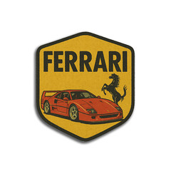 Vintage Ferrari F40 4 inch Sticker Retro Shield Logo Italian Flag Prancing Horse