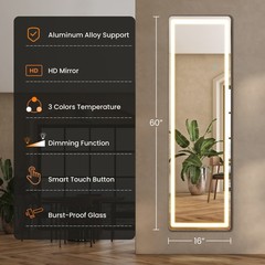 Curved/rectangular LED full-length mirror Floor-length full-length mirror