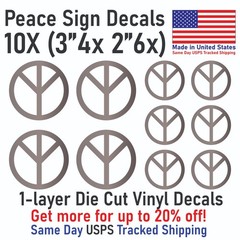 2″ – 24″ Peace Sign Die Cut Vinyl Decal Sticker – Made in USA Same Day Shipping