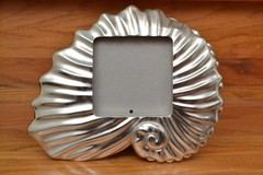 Set of 5 Sea Shell Shape Photo Frames Silver Tone Medium Vintage