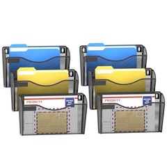 6 Pack Mesh Wall Mounted File Holder Metal Wall File Pocket Mail Black
