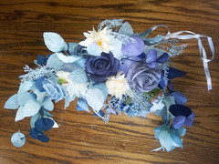 Two Artificial Floral Swags 22″ & 16″ Blue Multi Colors