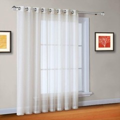 1 Extra-Wide Light Beige Sheer Patio Curtain Panel 102 x 84 Inch Long with