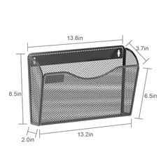 6 Pack Mesh Wall Mounted File Holder Metal Wall File Pocket Mail Black