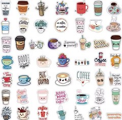 Coffee Fun Style Stickers 50pk Mixed Coffee Espresso Fun Stickers FREE SHIPPING