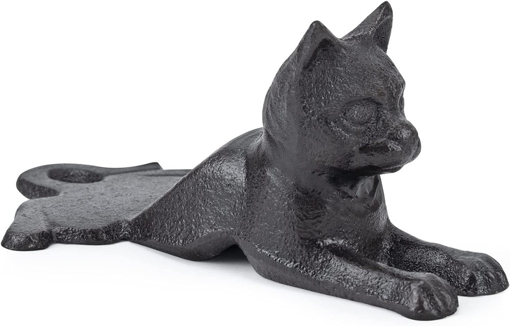 Cast Iron Door Stop Old Vintage Antique Cat Design Decorative Stopper Wedge New