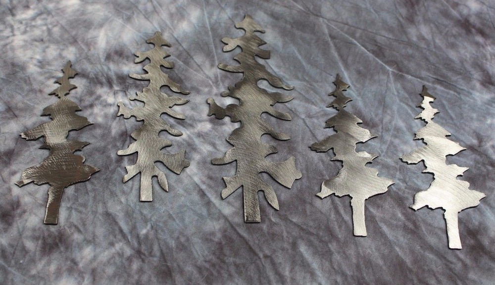 Set of Tree’s (5 Pieces) – Metal Wall Art – Silver Size Varies Per Pieces