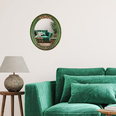 Oval Resin Vintage Mirror, Wall Mounted Decorative Mirror for Entryway