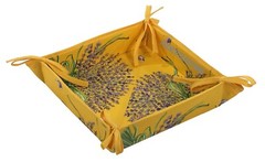 French Provencal Bread Basket Lavender Bouquet Deep Yellow Made In France