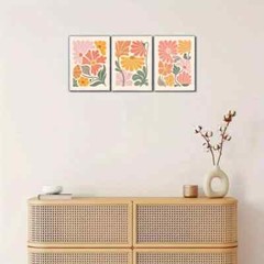 3pcs Choice Flower Pattern Decoration Poster Metal Print Ready to Hang Art