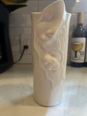 Sara Lund Blue Sky Bisque Porcelain Mother And Child Face Vase 1990 Signed 7.5”